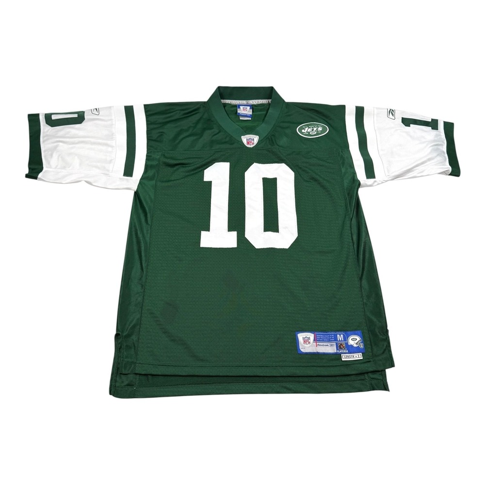 New York Jets Football Jersey Mens Medium Green NFL Reebok Pennington 10